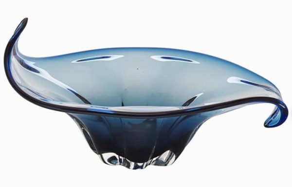 стеклянная ваза (сине-голубая)
